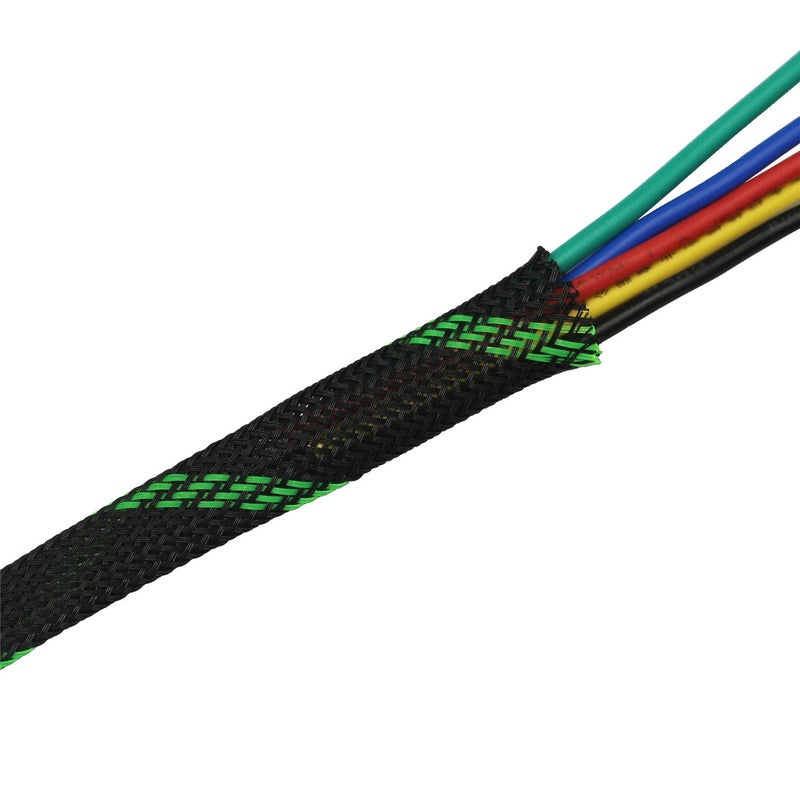 CBAZY 30ft PET Expandable Sleeving Wire Cable Sleeve (3/5", Green&Black) - Image 3